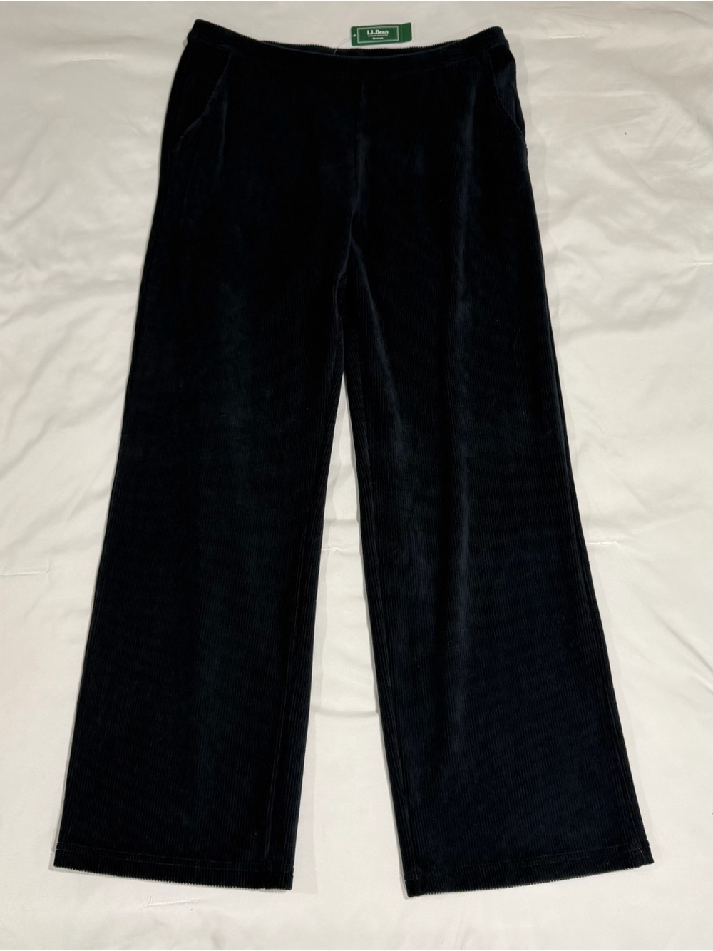NEW L.L. Bean NEW Medium Petite Black Perfect Knit Corduroy Pants Pull On NWT
